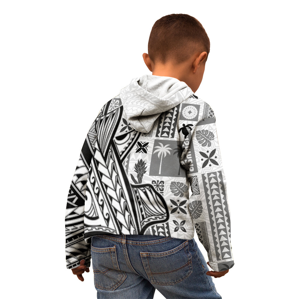 Samoa Tapa Kid Hoodie Siapo Mix Tatau Patterns - White LT7 - Polynesian Pride