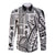 Samoa Tapa Long Sleeve Button Shirt Siapo Mix Tatau Patterns - White LT7 Unisex White - Polynesian Pride
