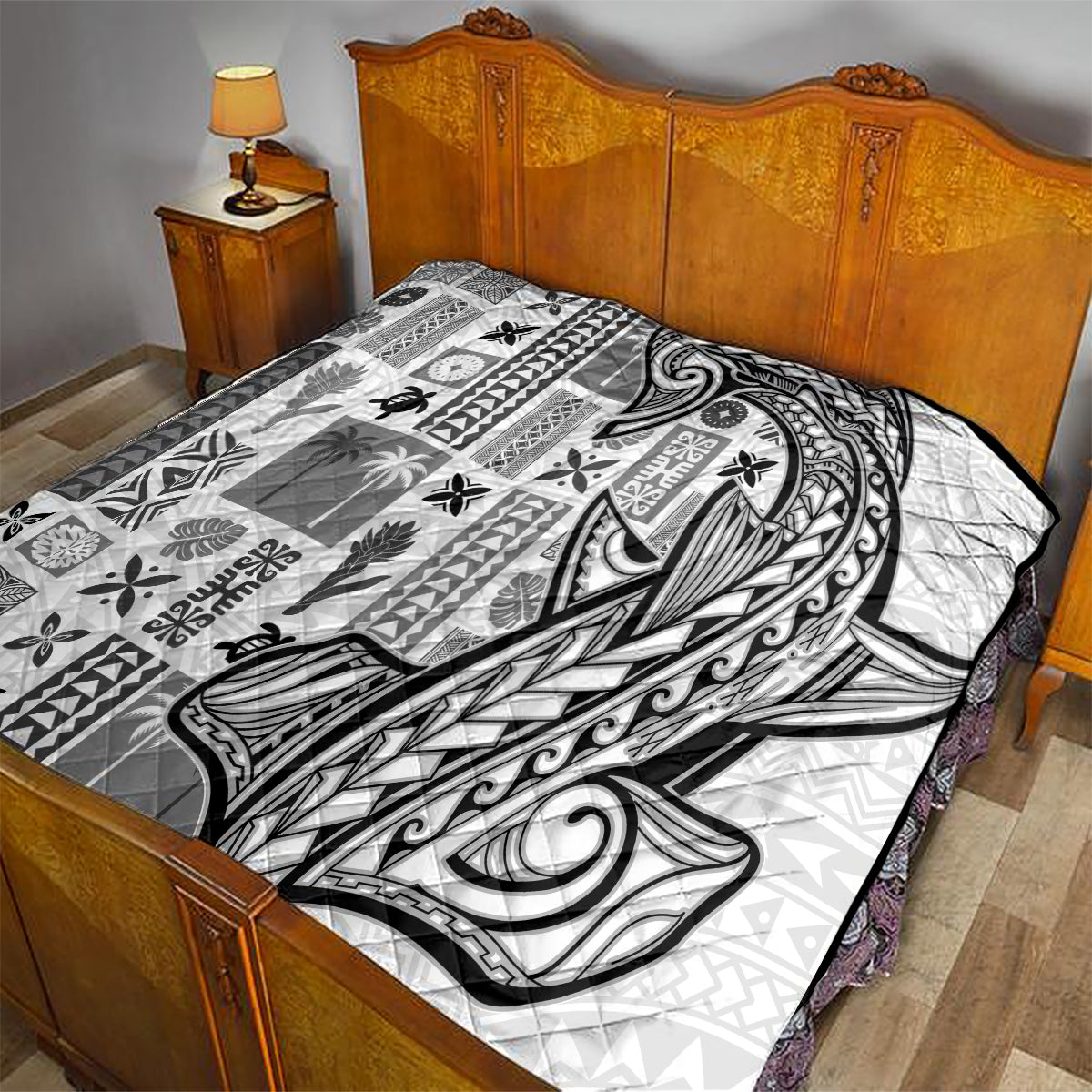 Samoa Tapa Quilt Siapo Mix Tatau Patterns - White LT7 - Polynesian Pride