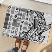 Samoa Tapa Rubber Doormat Siapo Mix Tatau Patterns - White LT7 - Polynesian Pride