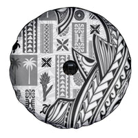 Samoa Tapa Spare Tire Cover Siapo Mix Tatau Patterns - White LT7 - Polynesian Pride