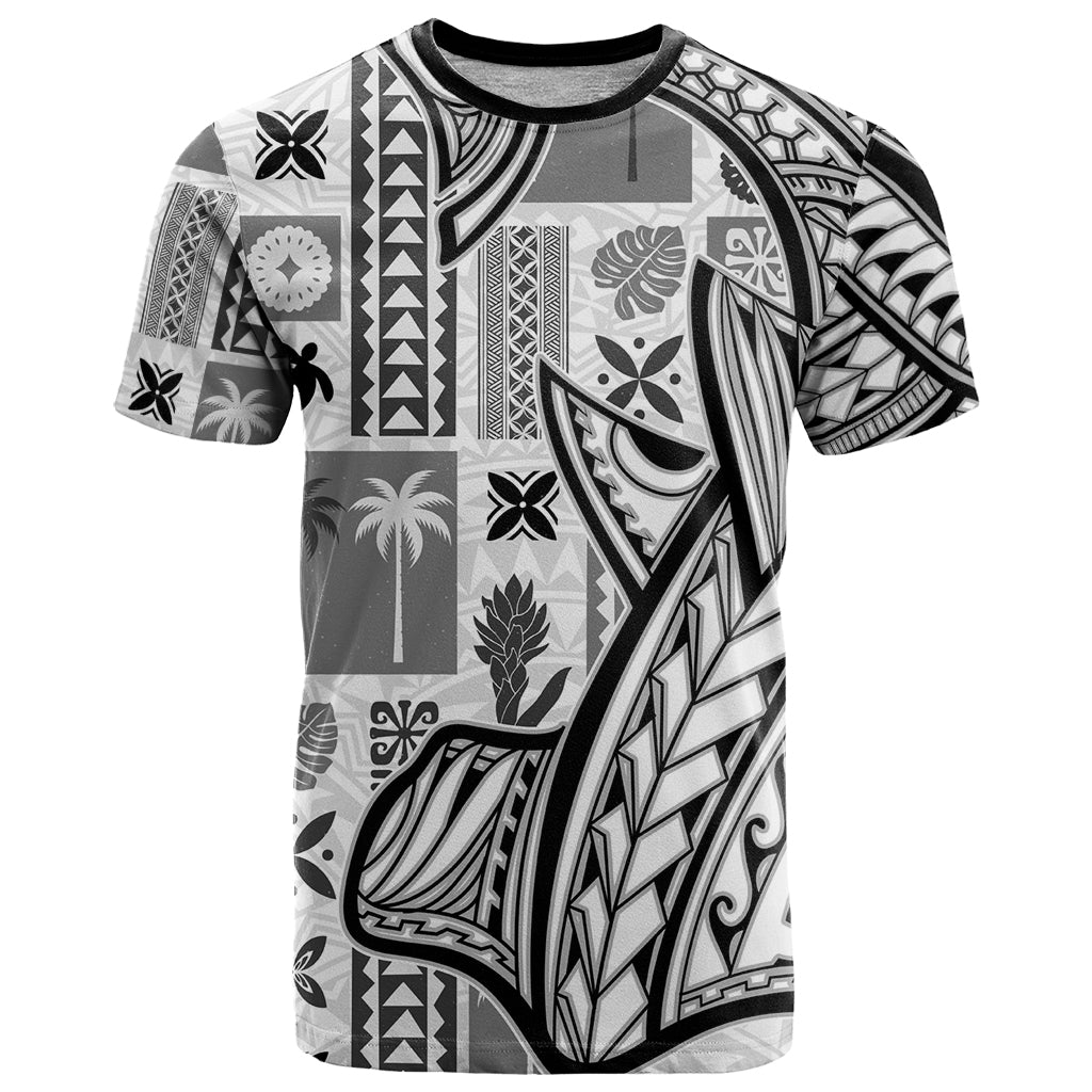 Samoa Tapa T Shirt Siapo Mix Tatau Patterns - White LT7 White - Polynesian Pride