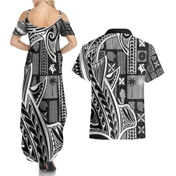 Samoa Rugby Couples Matching Summer Maxi Dress and Hawaiian Shirt Proud Samoa World Cup 2023 LT9 main image 1
