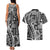 Samoa Tapa Couples Matching Tank Maxi Dress and Hawaiian Shirt Siapo Mix Tatau Patterns - Black LT7 - Polynesian Pride