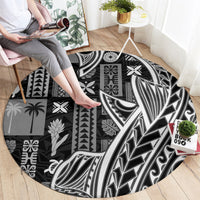 Samoa Tapa Round Carpet Siapo Mix Tatau Patterns - Black LT7 - Polynesian Pride
