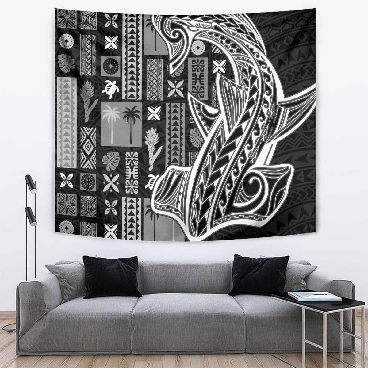 Samoa Tapa Tapestry Siapo Mix Tatau Patterns - Black LT7 - Polynesian Pride