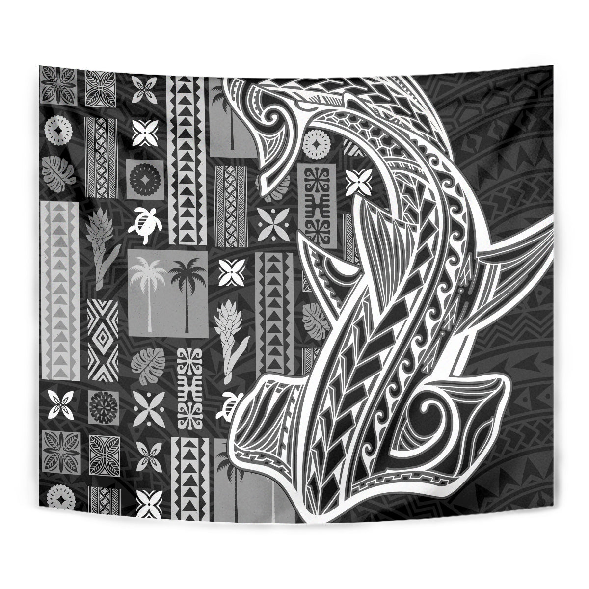 Samoa Tapa Tapestry Siapo Mix Tatau Patterns - Black LT7 - Polynesian Pride