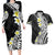 Hawaii Aloha Couples Matching Long Sleeve Bodycon Dress and Hawaiian Shirt Plumeria Vintage - Black LT7 Black - Polynesian Pride