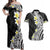 Hawaii Aloha Couples Matching Off Shoulder Maxi Dress and Hawaiian Shirt Plumeria Vintage - Black LT7 Black - Polynesian Pride