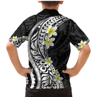 Hawaii Aloha Family Matching Mermaid Dress and Hawaiian Shirt Plumeria Vintage - Black LT7 - Polynesian Pride