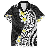 Hawaii Aloha Family Matching Tank Maxi Dress and Hawaiian Shirt Plumeria Vintage - Black LT7 Dad's Shirt - Short Sleeve Black - Polynesian Pride