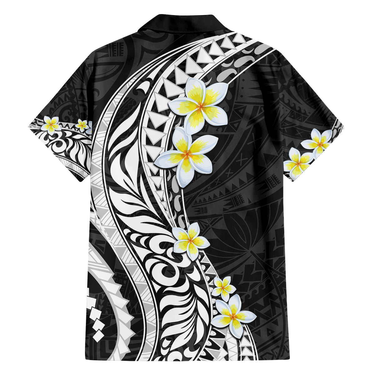 Hawaii Aloha Family Matching Tank Maxi Dress and Hawaiian Shirt Plumeria Vintage - Black LT7 - Polynesian Pride