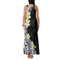 Hawaii Aloha Family Matching Tank Maxi Dress and Hawaiian Shirt Plumeria Vintage - Black LT7 - Polynesian Pride