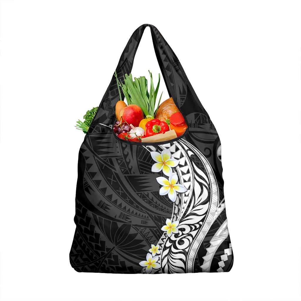 Hawaii Aloha Grocery Bag Plumeria Vintage - Black