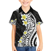 Hawaii Aloha Kid Hawaiian Shirt Plumeria Vintage - Black LT7 Kid Black - Polynesian Pride