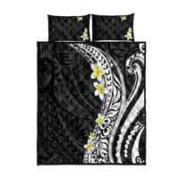 Hawaii Aloha Quilt Bed Set Plumeria Vintage - Black LT7 Black - Polynesian Pride