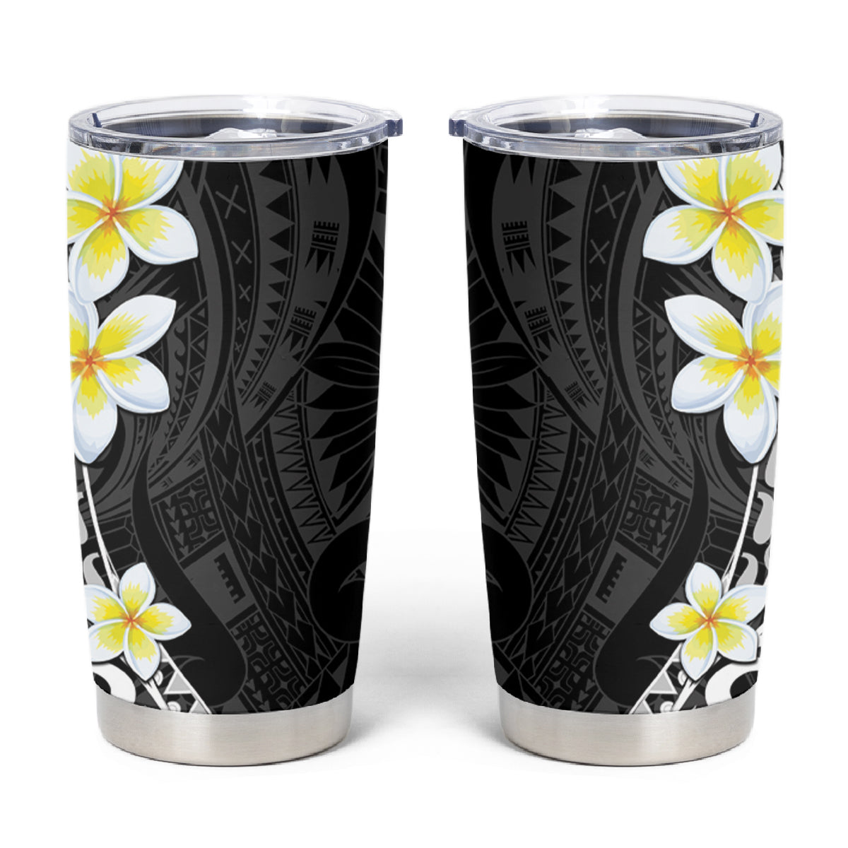 Hawaii Aloha Tumbler Cup Plumeria Vintage - Black