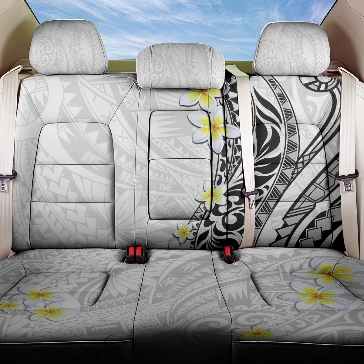 Hawaii Aloha Back Car Seat Cover Plumeria Vintage - White LT7 One Size White - Polynesian Pride