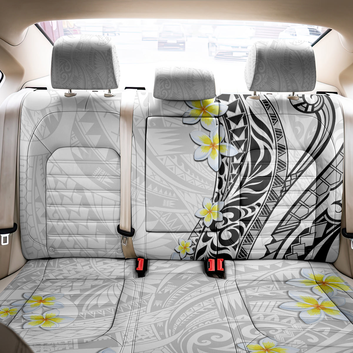 Hawaii Aloha Back Car Seat Cover Plumeria Vintage - White LT7 - Polynesian Pride