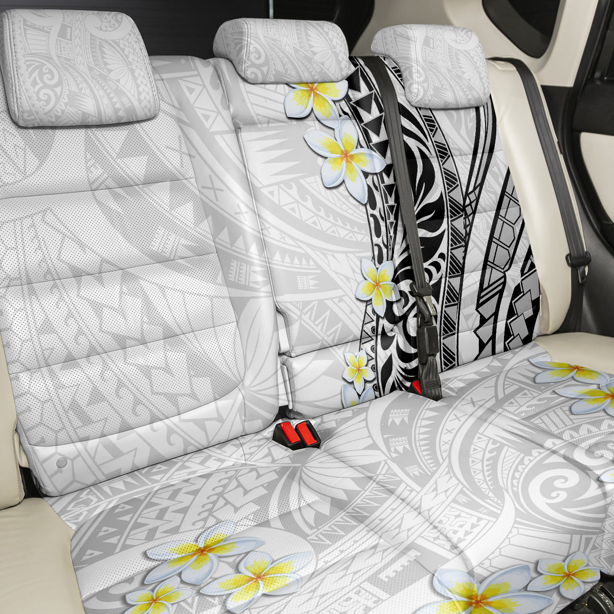 Hawaii Aloha Back Car Seat Cover Plumeria Vintage - White LT7 - Polynesian Pride