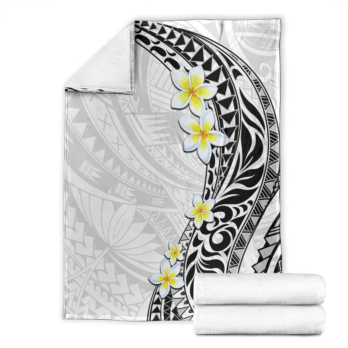 Hawaii Aloha Blanket Plumeria Vintage - White LT7 - Polynesian Pride