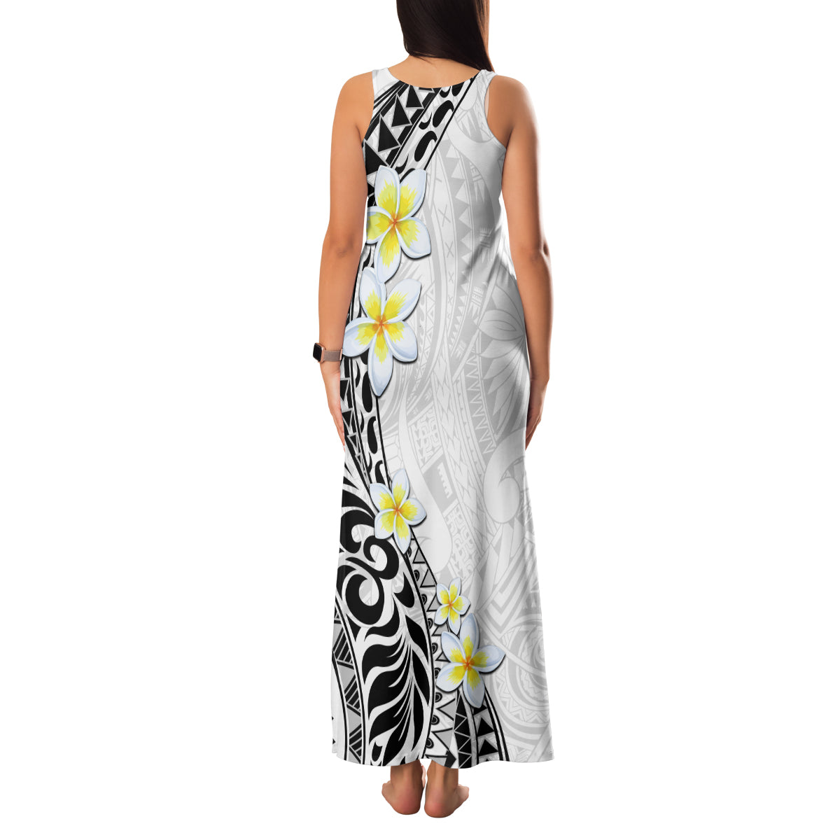 Hawaii Aloha Family Matching Tank Maxi Dress and Hawaiian Shirt Plumeria Vintage - White LT7 - Polynesian Pride