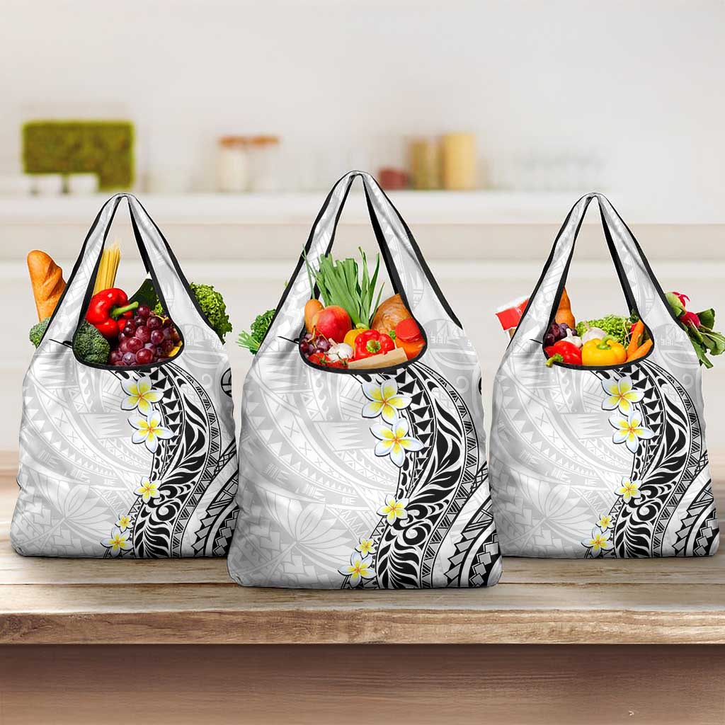 Hawaii Aloha Grocery Bag Plumeria Vintage - White