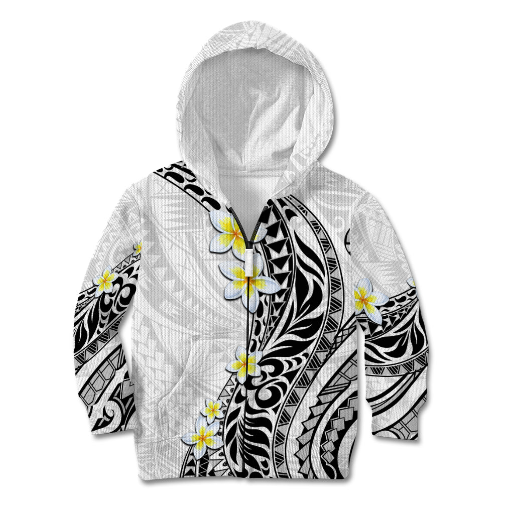Hawaii Aloha Kid Hoodie Plumeria Vintage - White LT7 Zip Hoodie White - Polynesian Pride