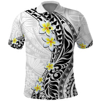 Hawaii Aloha Polo Shirt Plumeria Vintage - White LT7 White - Polynesian Pride
