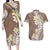 Hawaii Aloha Couples Matching Long Sleeve Bodycon Dress and Hawaiian Shirt Plumeria Vintage - Brown LT7 Brown - Polynesian Pride