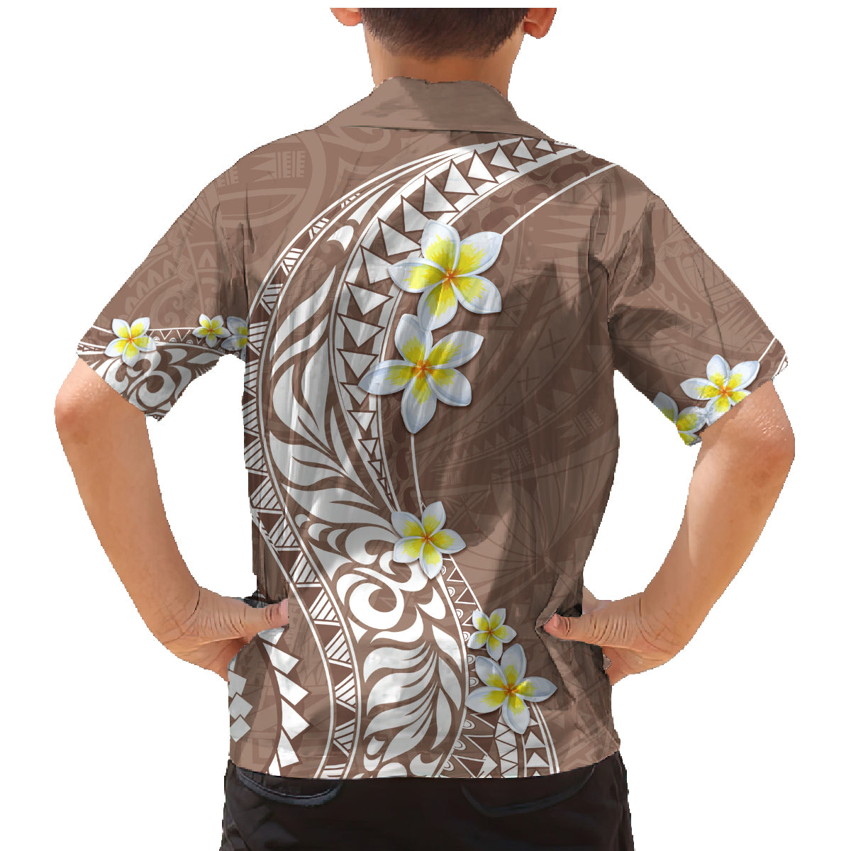 Hawaii Aloha Family Matching Mermaid Dress and Hawaiian Shirt Plumeria Vintage - Brown LT7 - Polynesian Pride
