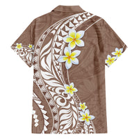 Hawaii Aloha Family Matching Short Sleeve Bodycon Dress and Hawaiian Shirt Plumeria Vintage - Brown LT7 - Polynesian Pride