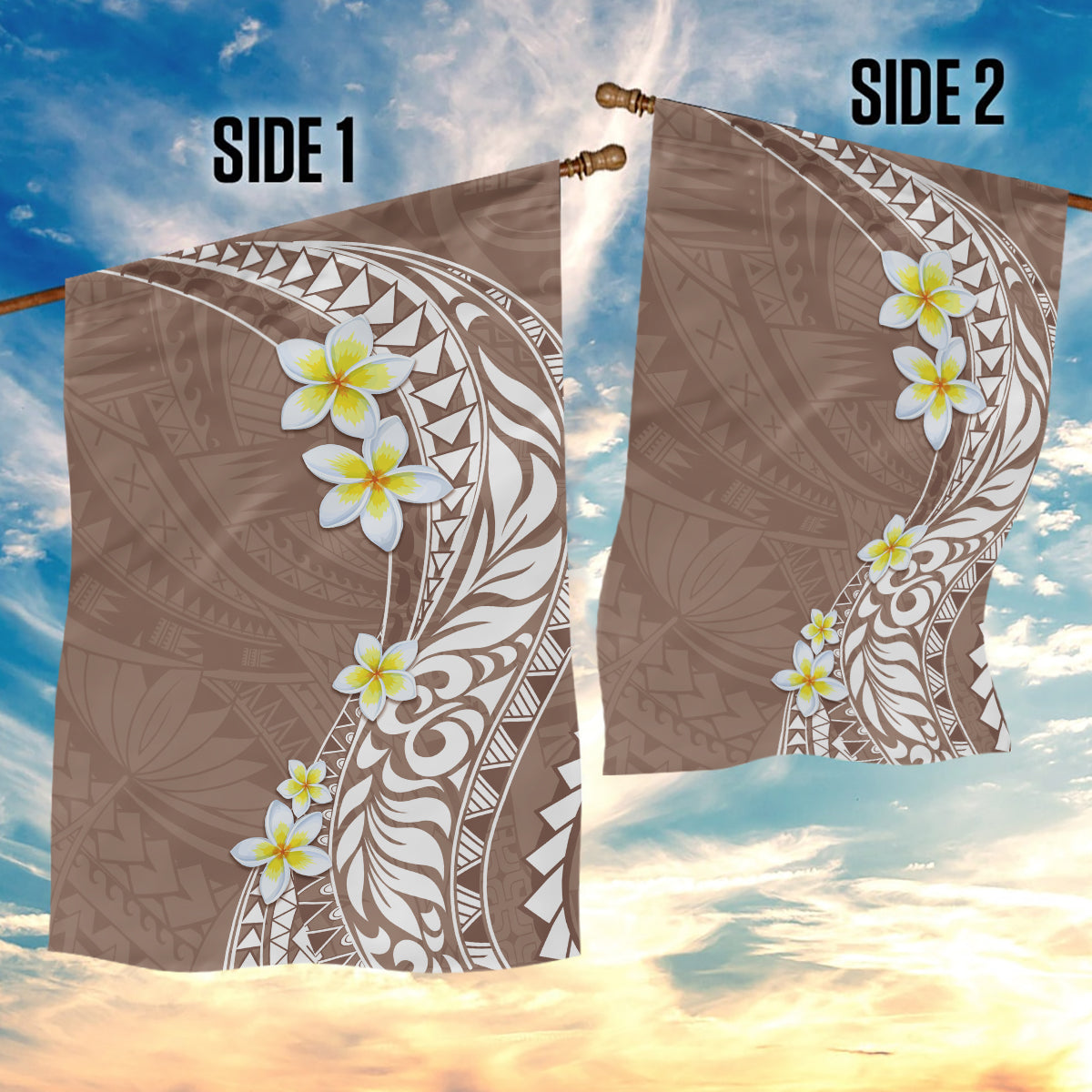 Hawaii Aloha Garden Flag Plumeria Vintage - Brown LT7 - Polynesian Pride