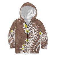 Hawaii Aloha Kid Hoodie Plumeria Vintage - Brown LT7 Zip Hoodie Brown - Polynesian Pride