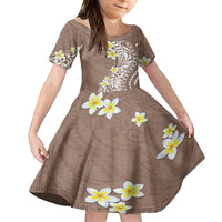 Hawaii Aloha Kid Short Sleeve Dress Plumeria Vintage - Brown LT7 KID Brown - Polynesian Pride