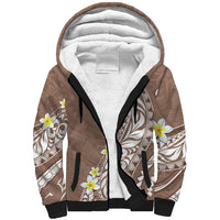 Hawaii Aloha Sherpa Hoodie Plumeria Vintage - Brown LT7 Unisex Brown - Polynesian Pride