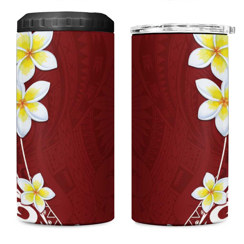 Hawaii Aloha 4 in 1 Can Cooler Tumbler Plumeria Vintage - Red