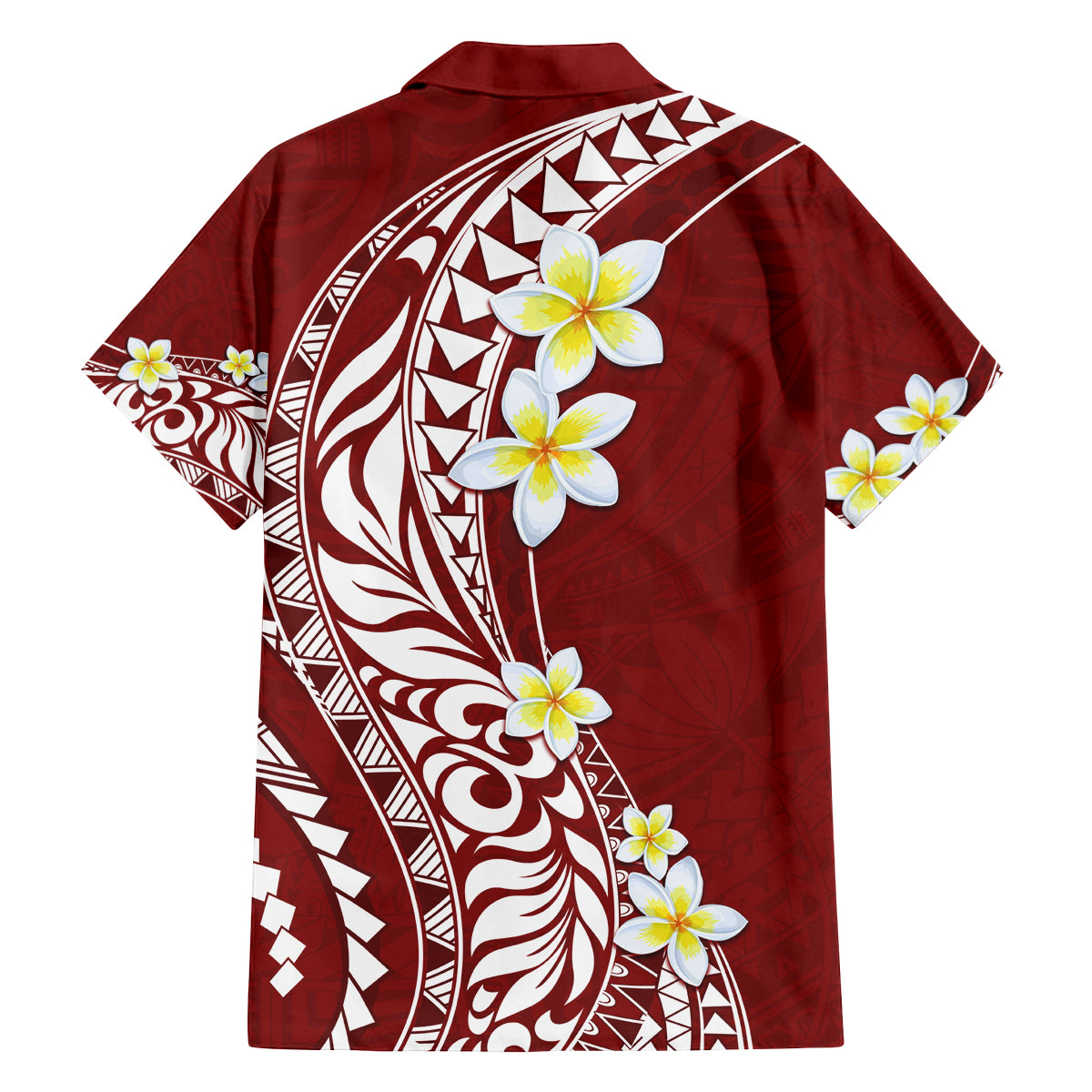 Hawaii Aloha Family Matching Puletasi Dress and Hawaiian Shirt Plumeria Vintage - Crimson LT7 - Polynesian Pride