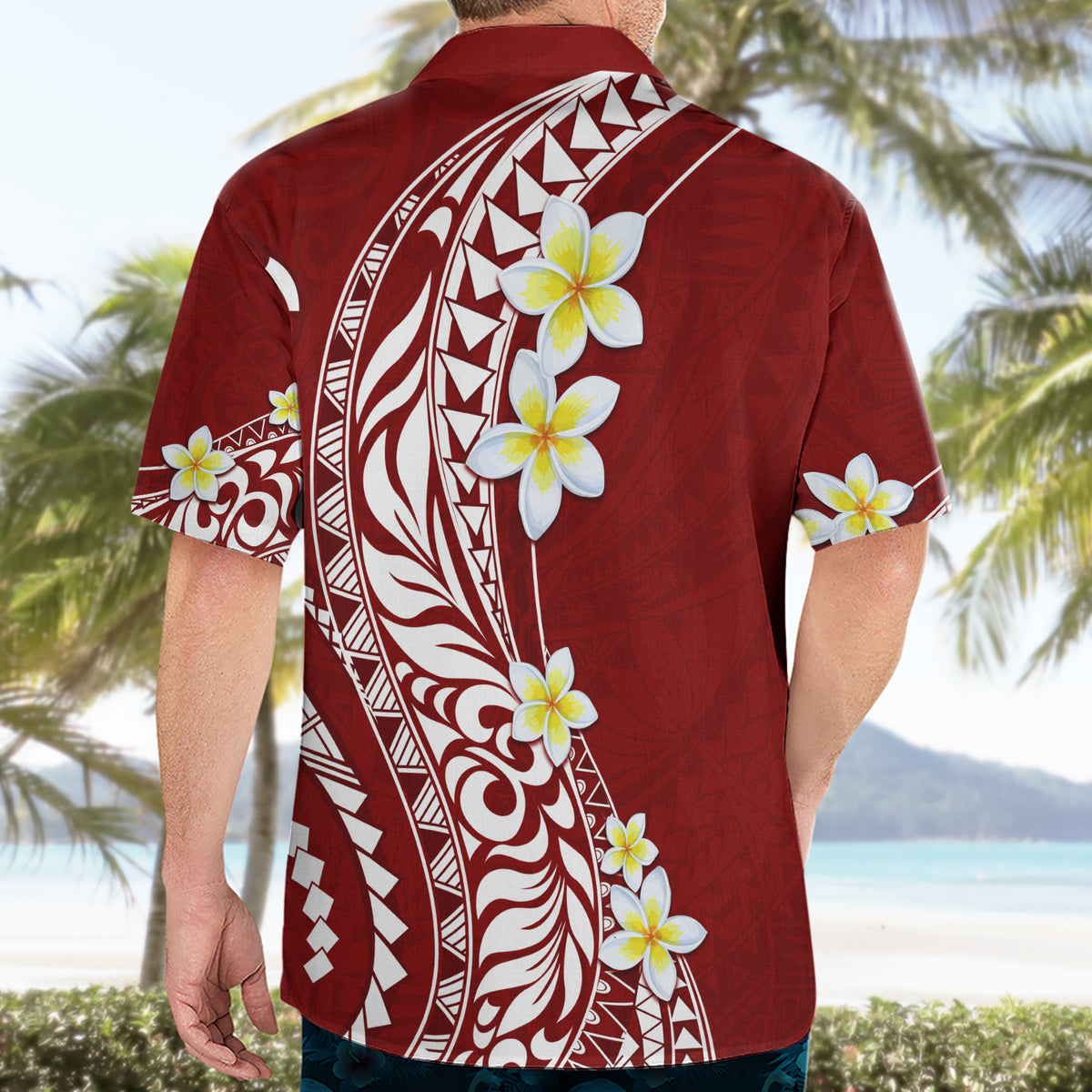 Hawaii Aloha Hawaiian Shirt Plumeria Vintage - Crimson LT7 - Polynesian Pride