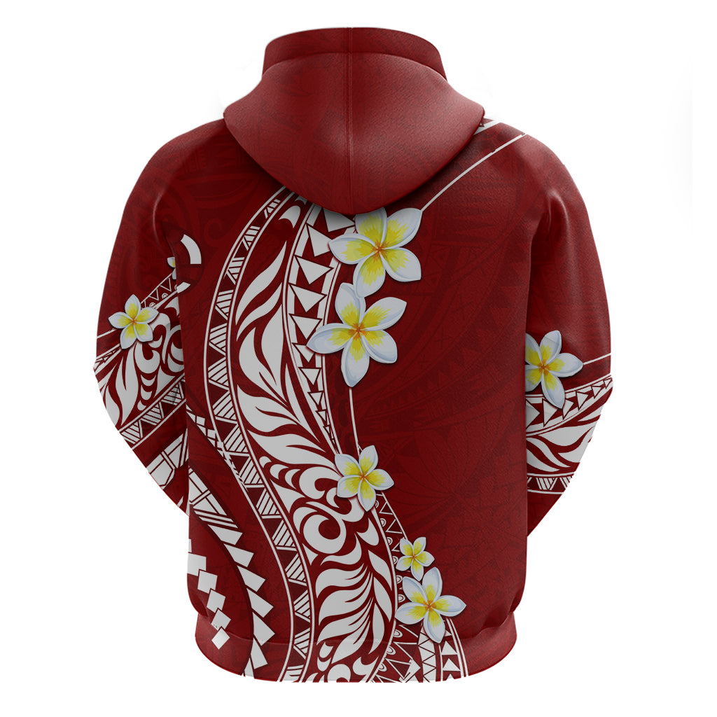 Hawaii Aloha Hoodie Plumeria Vintage - Crimson LT7 - Polynesian Pride