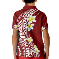 Hawaii Aloha Kid Polo Shirt Plumeria Vintage - Crimson LT7 - Polynesian Pride