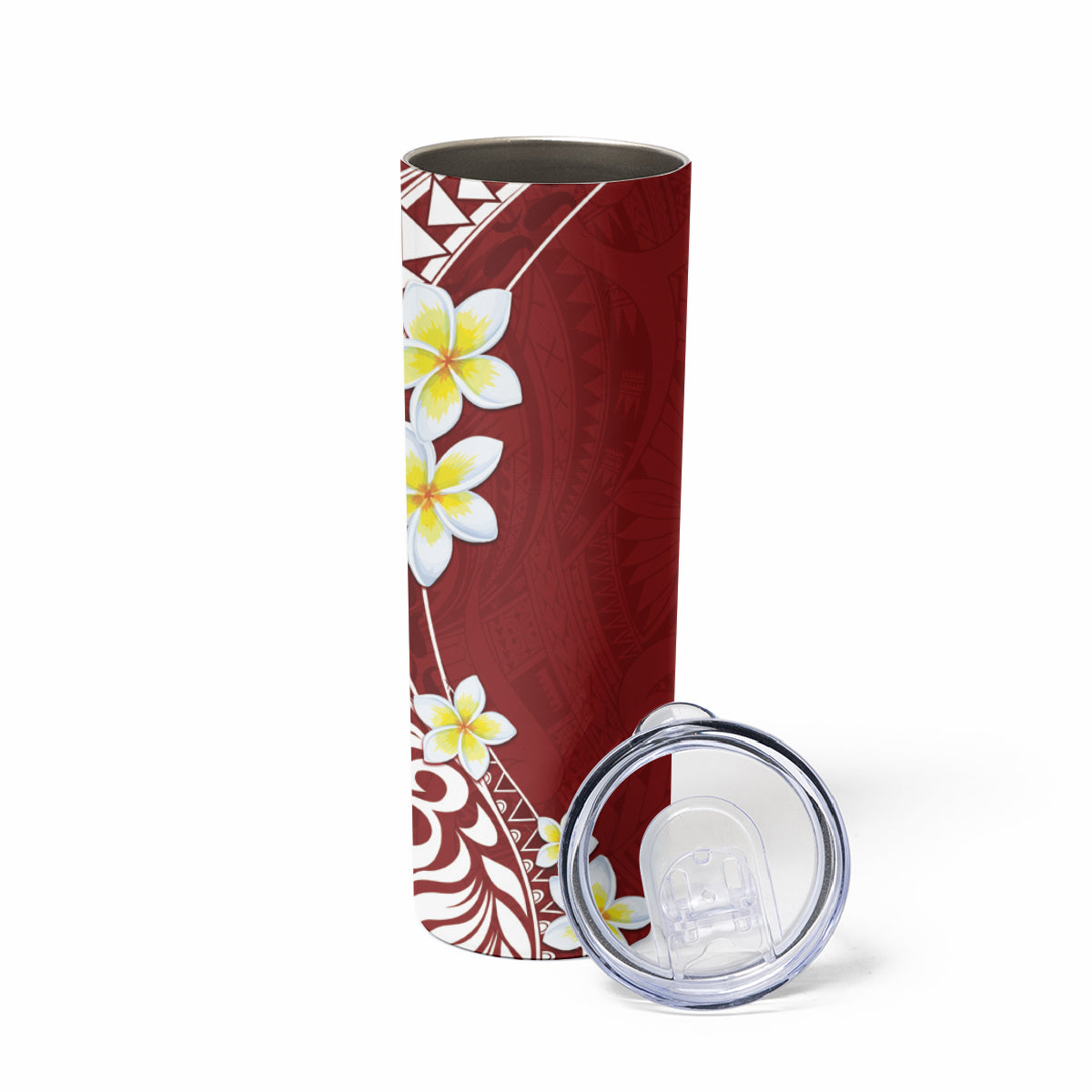Hawaii Aloha Skinny Tumbler Plumeria Vintage - Red