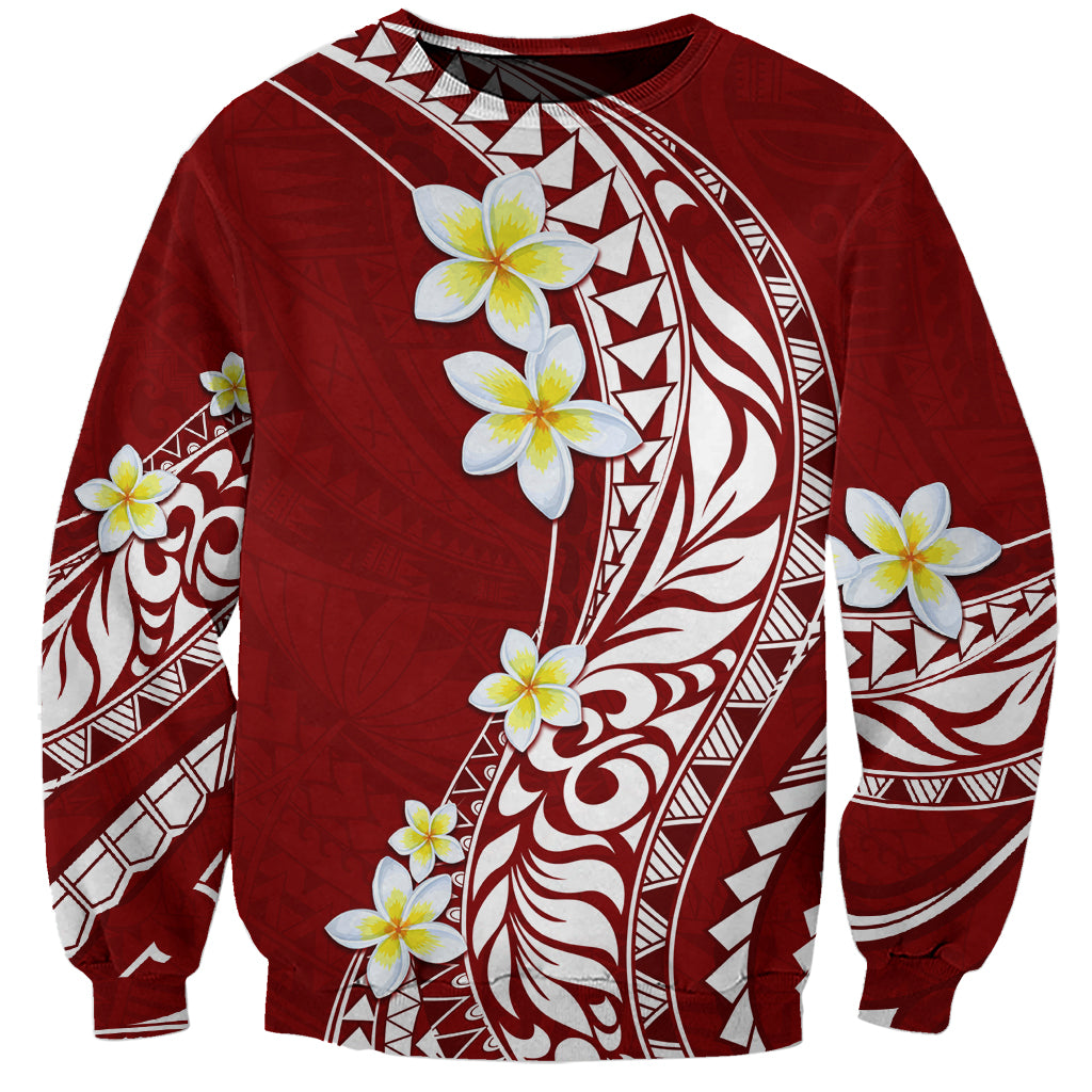 Hawaii Aloha Sweatshirt Plumeria Vintage - Crimson LT7 Unisex Crimson - Polynesian Pride