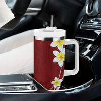 Hawaii Aloha Tumbler With Handle Plumeria Vintage - Red