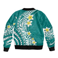 Hawaii Aloha Bomber Jacket Plumeria Vintage - Teal LT7 - Polynesian Pride