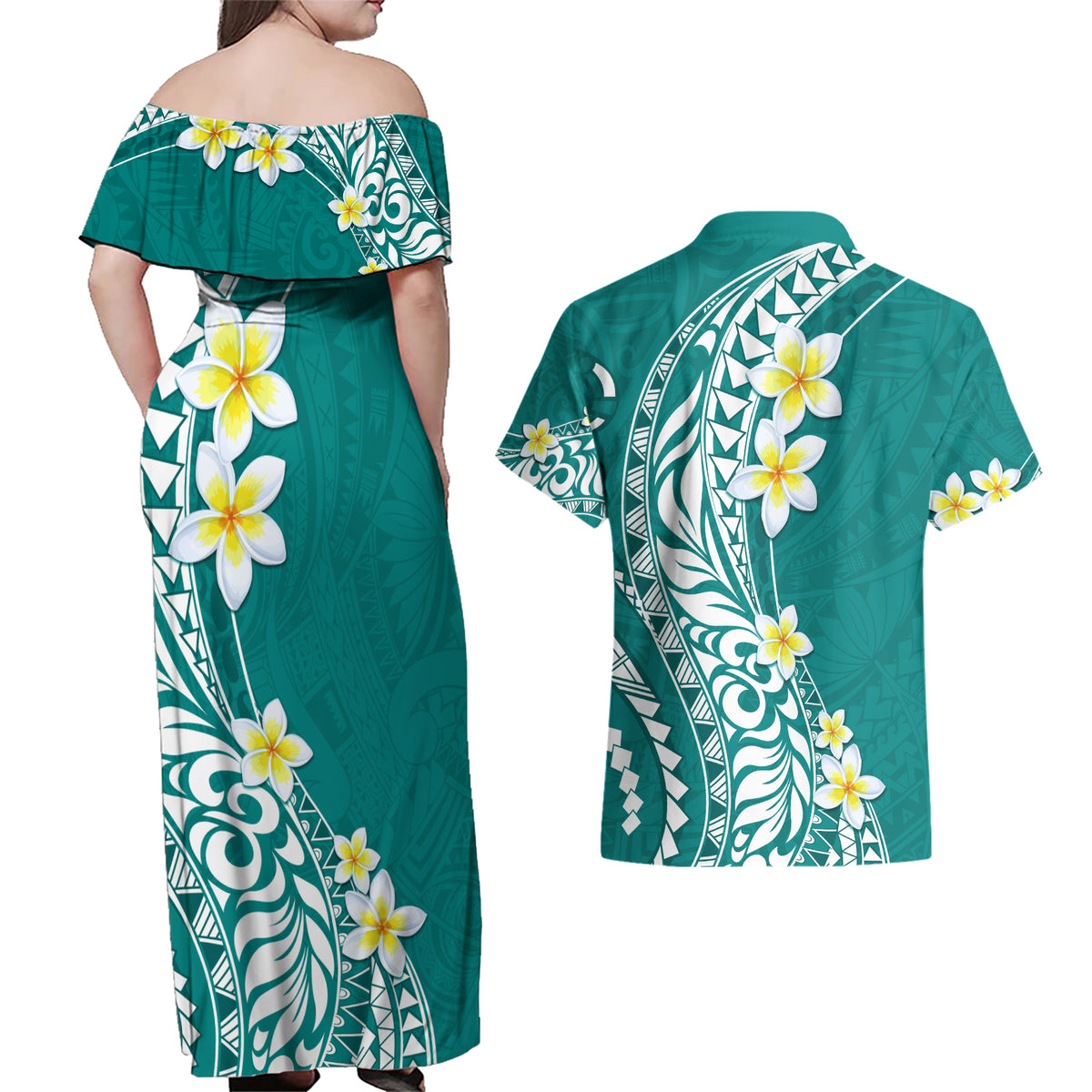 Hawaii Aloha Couples Matching Off Shoulder Maxi Dress and Hawaiian Shi - Polynesian Pride Hawaii Aloha Couples Matching Off Shoulder Maxi Dress and Hawaiian Shi - Polynesian Pride