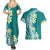 Hawaii Aloha Couples Matching Summer Maxi Dress and Hawaiian Shirt Plumeria Vintage - Teal LT7 - Polynesian Pride