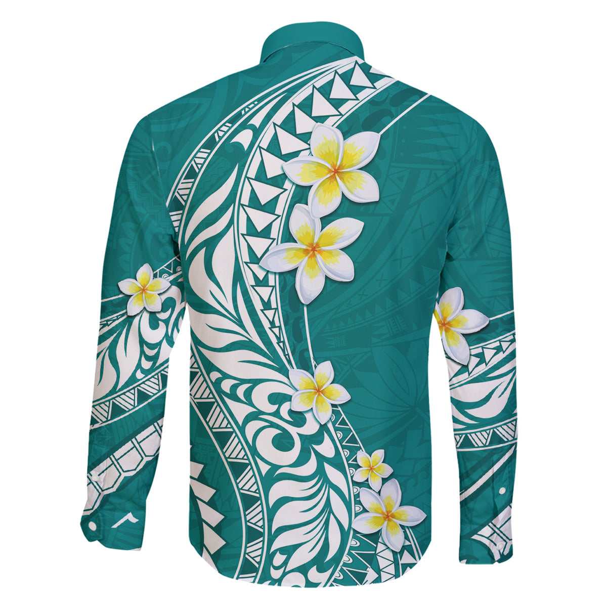 Hawaii Aloha Family Matching Off Shoulder Long Sleeve Dress and Hawaiian Shirt Plumeria Vintage - Teal LT7 - Polynesian Pride
