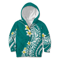 Hawaii Aloha Kid Hoodie Plumeria Vintage - Teal LT7 Zip Hoodie Teal - Polynesian Pride