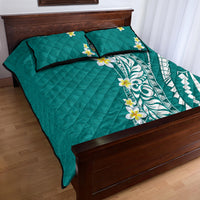 Hawaii Aloha Quilt Bed Set Plumeria Vintage - Teal LT7 - Polynesian Pride